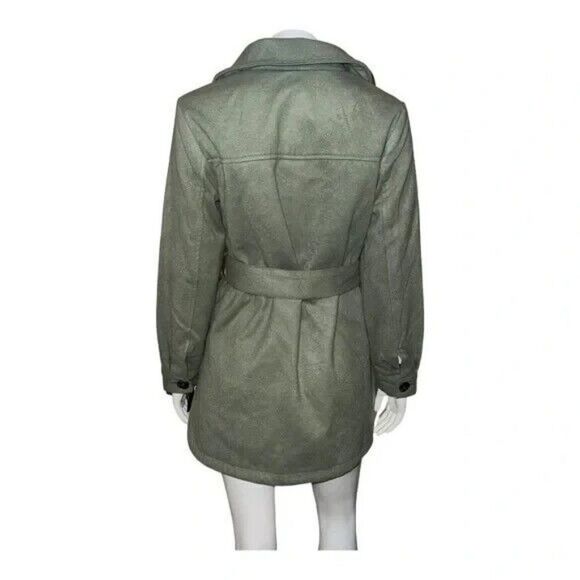 Steve Madden Juniors Belted Shirt Jacket Moss Green Plus Size 1X New - Picture 4 of 9